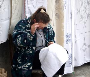 Transylvanian woman sewing