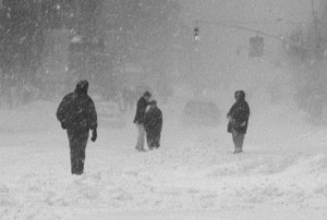 Winter - Four  people walking in New York City